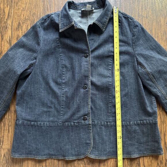 Casual Corner Jean Jacket Women's Plus Size 2XL Dark Denim Peplum Stretch - Picture 7 of 11